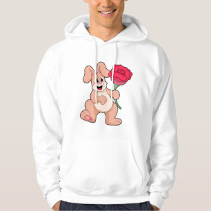 Rabbit with red Rose Hoodie