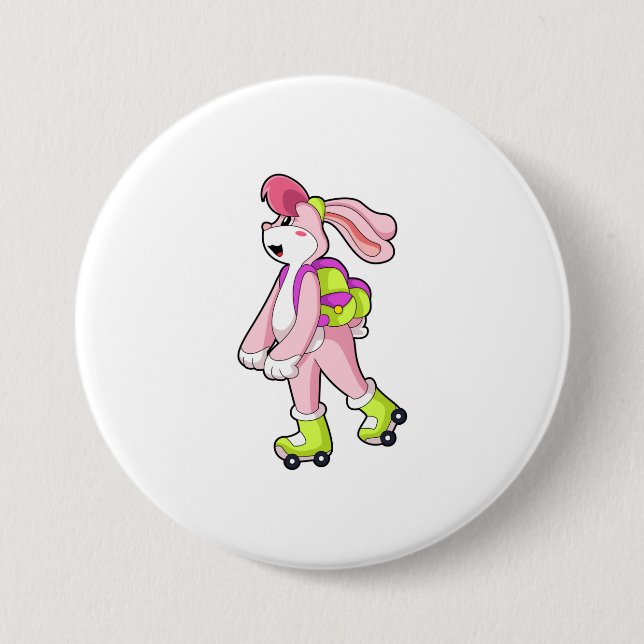 Rabbit with Roller skates 7.5 Cm Round Badge (Front)