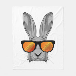 Rabbit with Sunglasses Fleece Blanket