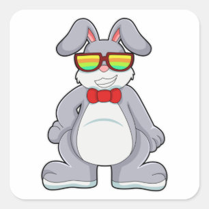 Rabbit with Sunglasses & Tie Square Sticker