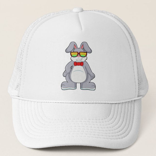 Rabbit with Sunglasses & Tie Trucker Hat (Front)