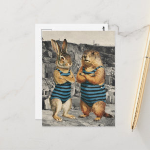 Rabbit Woman and Groundhog Lady at the Quarry Postcard