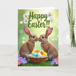 Rabbit Woven Basket Spring Card