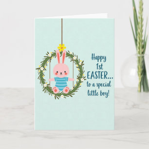 Rabbit Wreath First Easter Card