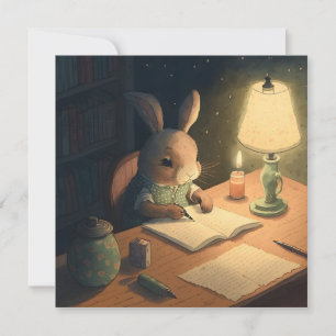 Rabbit Writing at Desk - 