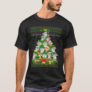 Rabbit Xmas Lighting Tree Santa Rabbit Ugly Christ T-Shirt