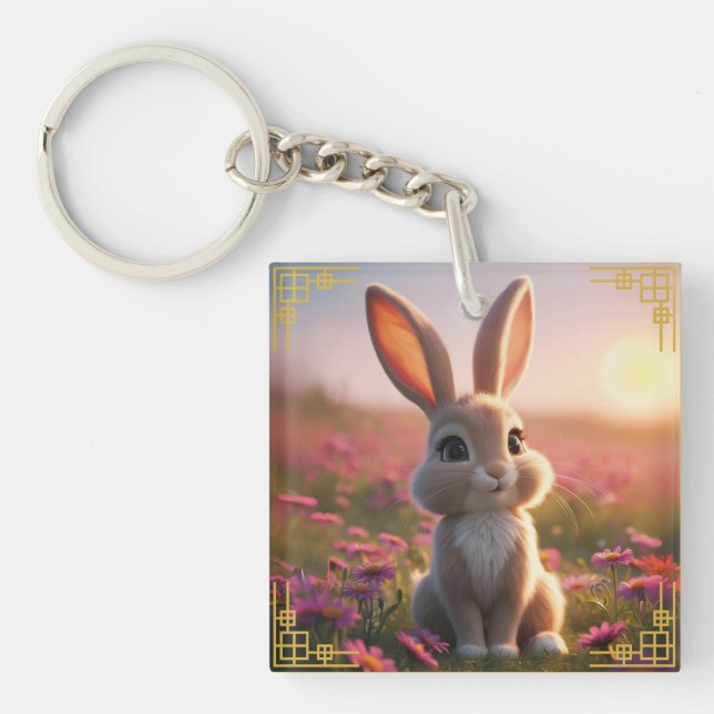Rabbit Zodiac Sign  Key Ring (Front)
