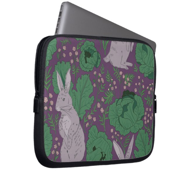 Rabbits and Cabbages Purple Electronics Bag (Front Right)