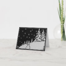 Rabbits and Christmas Tree Winter Holiday Art