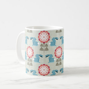 Rabbits and Flowers Coffee Mug