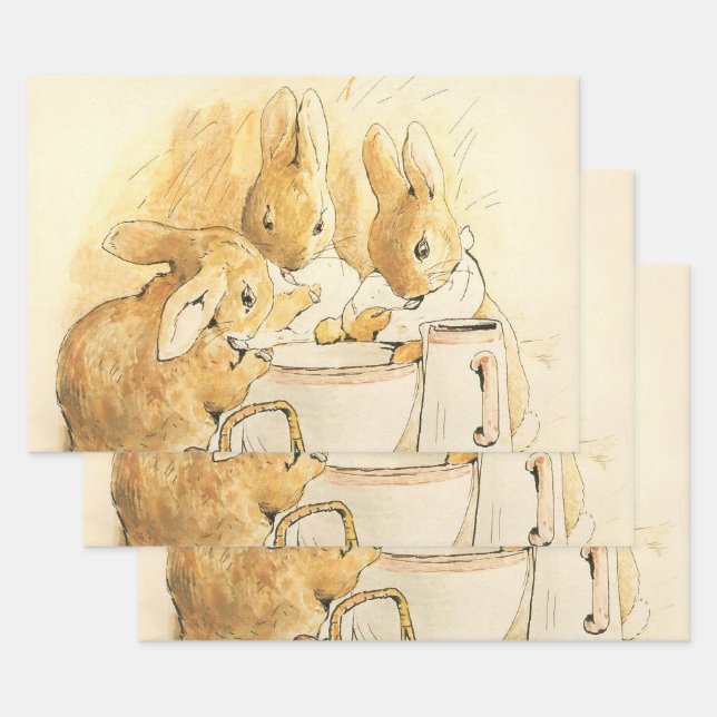 Rabbits and Milk Pudding by Beatrix Potter Wrapping Paper Sheet (Set)
