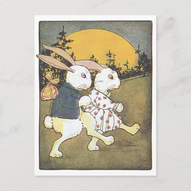 Rabbits and Rising Sun Postcard (Front)