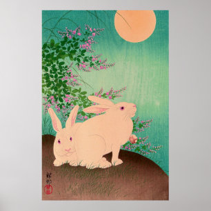 Rabbits and the Moon Ohara Koson 1931 Poster