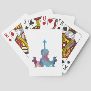Rabbits and viola playing cards