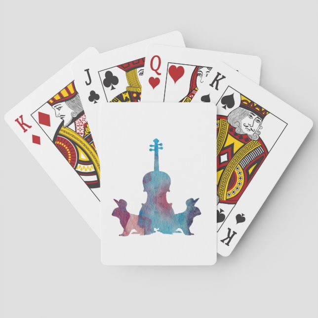 Rabbits and viola playing cards (Back)