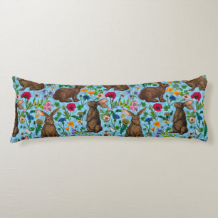 Rabbits and wildflowers body cushion