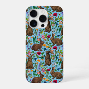 Rabbits and wildflowers iPhone 16 pro case