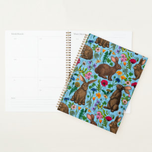 Rabbits and wildflowers planner