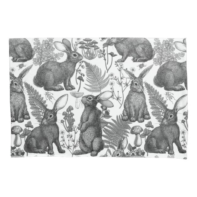 Rabbits and woodland flora2 Pillow Case (Front-Left)