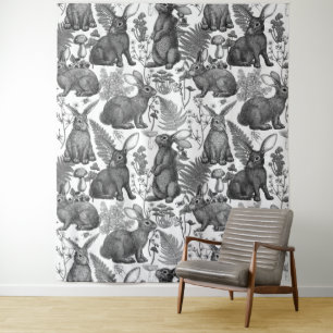 Rabbits and woodland flora2 Tapestry