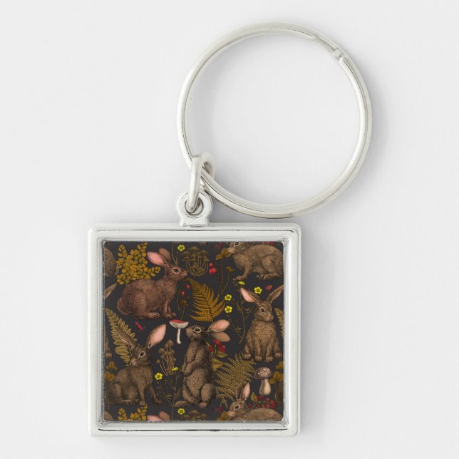 Rabbits and woodland flora 3 Keychain (Front)
