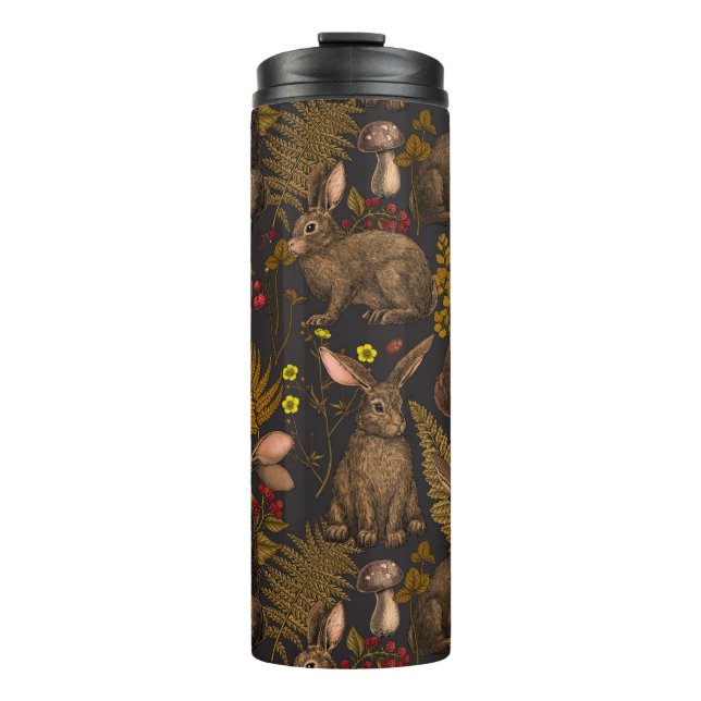 Rabbits and woodland flora 3 Thermal Tumbler (Front)