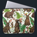 Rabbits and woodland flora 4 laptop sleeve<br><div class="desc">Hand-drawn rabbits and woodland flora ferns mushrooms and beriies and bugs</div>