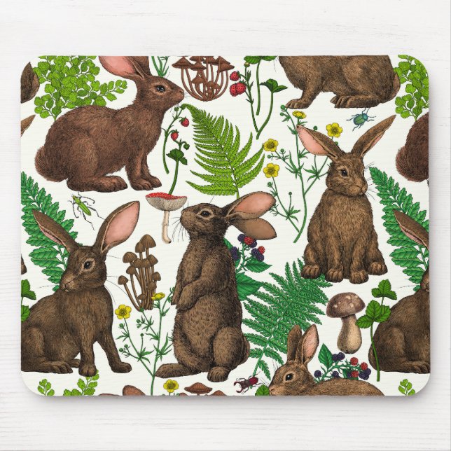 Rabbits and woodland flora 4 mouse pad (Front)