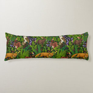 Rabbits and woodland flora Body Pillow