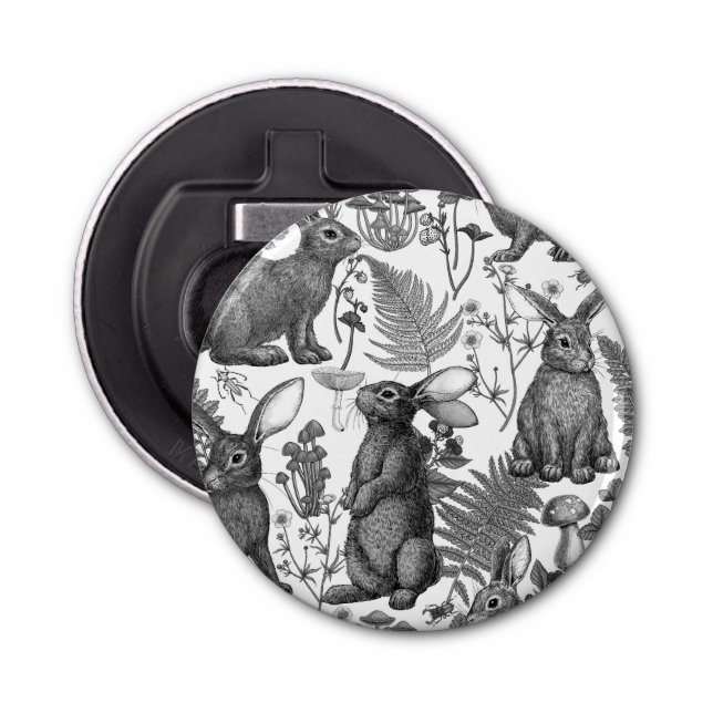 Rabbits and woodland flora Bottle Opener (Front)