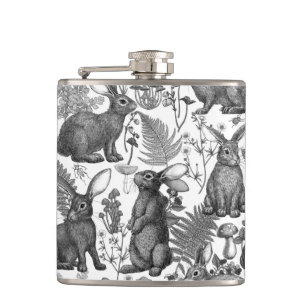 Rabbits and woodland flora Flask
