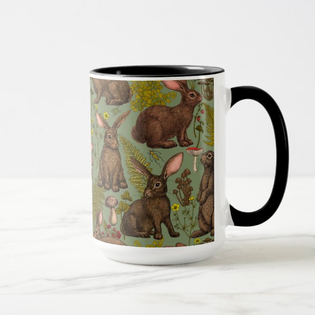 Rabbits and woodland flora Mug (Right)