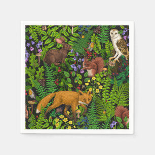 Rabbits and woodland flora Napkins