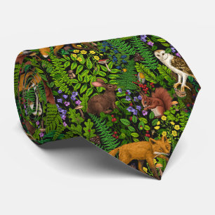 Rabbits and woodland flora Neck Tie