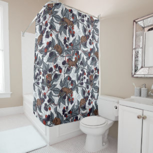 Rabbits and woodland flora Shower Curtain