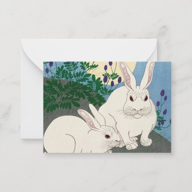 Rabbits at Full Moon, 1920-1930 by Ohara Koson Card (Front)