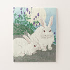 Rabbits at Full Moon by Ohara Koson,