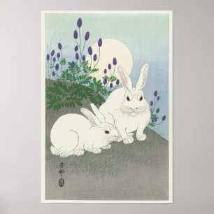 Rabbits at Full Moon by Ohara Koson Poster