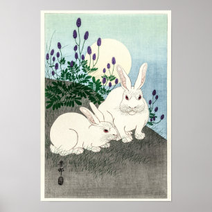 Rabbits at full moon - Ohara Koson  Poster