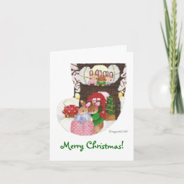 Rabbits at home for Christmas Card