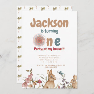 Rabbits Baby 1st Birthday Party II Invitation
