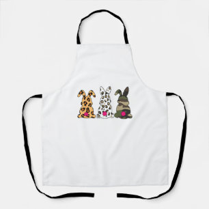 Rabbits Bunnies Leopard Camouflage Happy Easter Da Apron