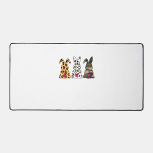 Rabbits Bunnies Leopard Camouflage Happy Easter Da Desk Mat