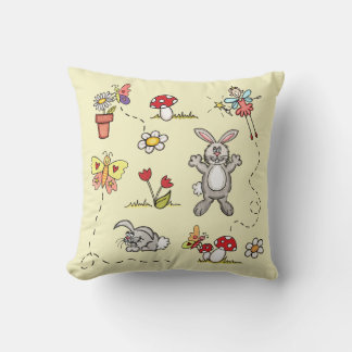 Rabbits, Butterflies, Flowers & Fairy Cushion