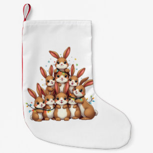 Rabbits Christmas Tree Merry Christmas Xmas  Small Christmas Stocking