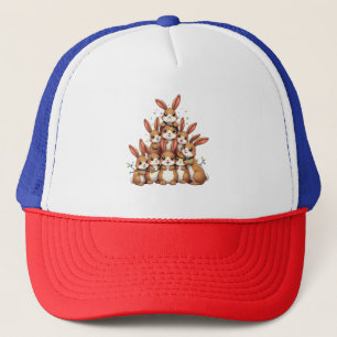 Rabbits Christmas Tree Merry Christmas Xmas  Trucker Hat