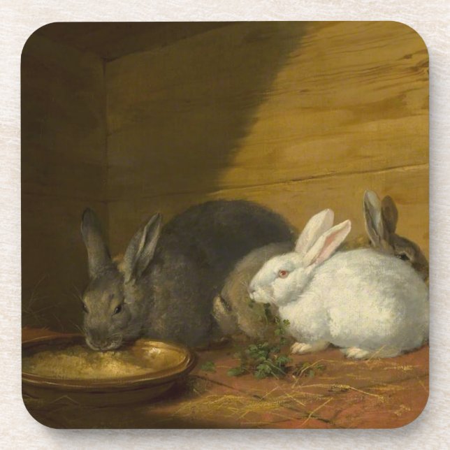 Rabbits Eating Art Coasters (Front)