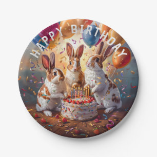 Rabbits Evening Birthday Party Paper Plate