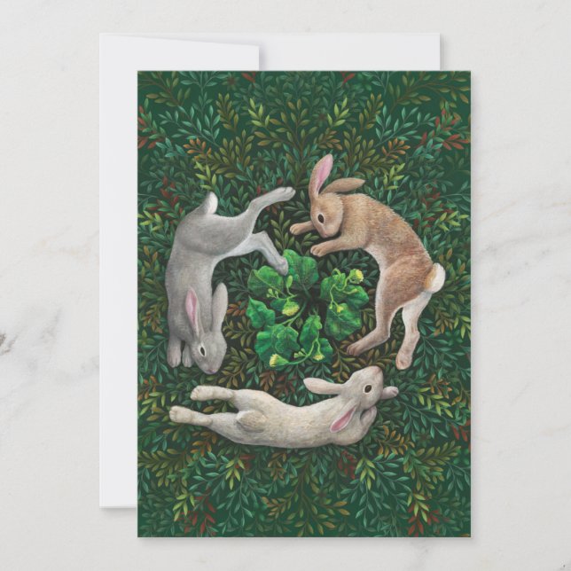 "Rabbits Frolicking." Flat Card (Front)