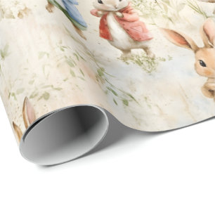 Rabbits in jackets wrapping paper